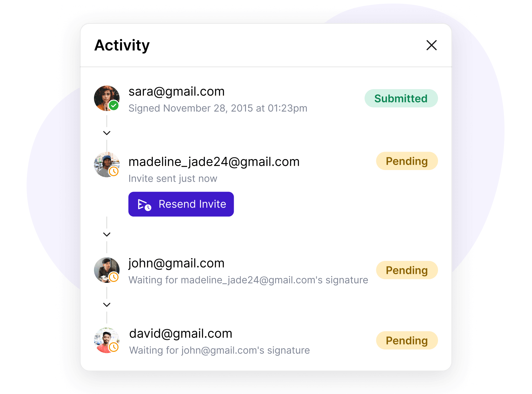 Monitor signing progress in real time