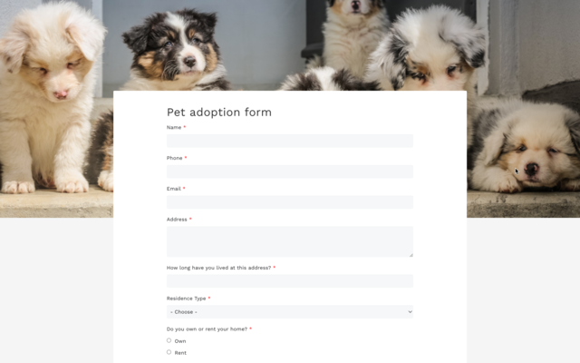 Pet adoption form