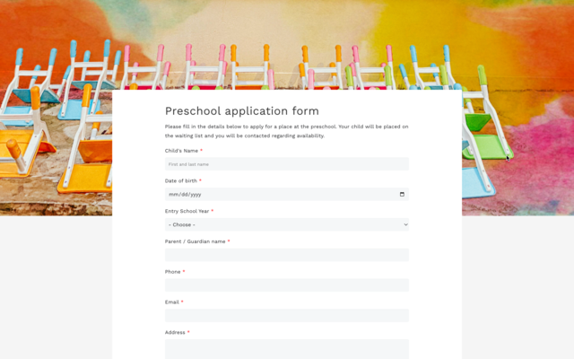 Preschool application form