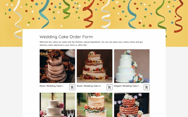 Wedding cake order form