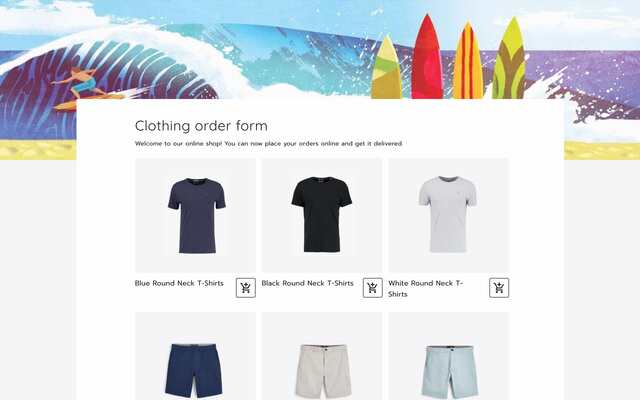 Clothing order form