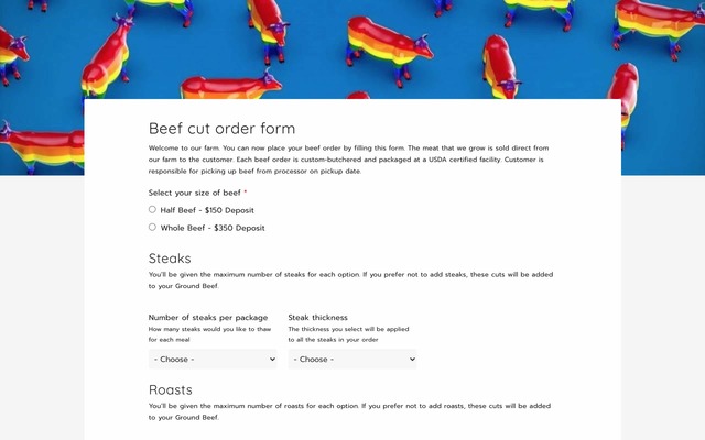 Beef cut order form