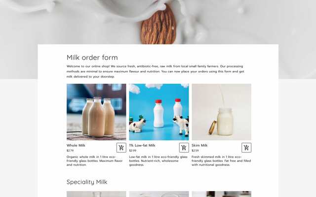 Milk order form
