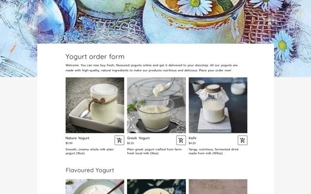 Yogurt order form