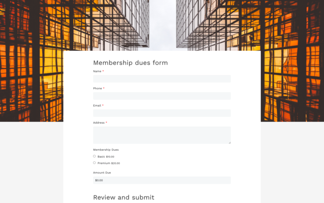 Membership dues form