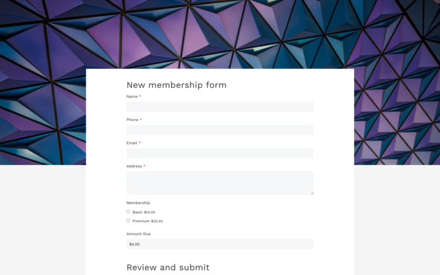 New membership form