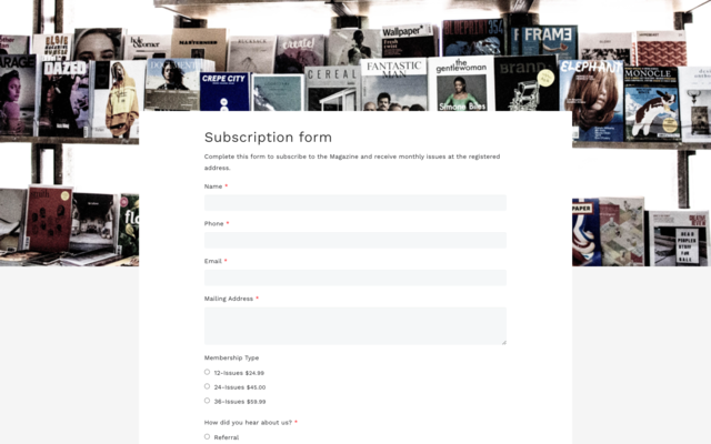 Subscription form
