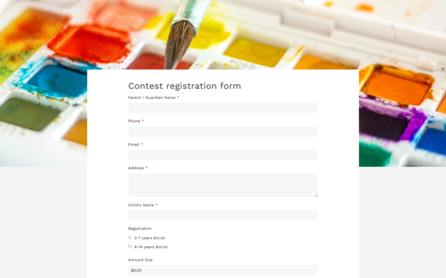 Contest registration form