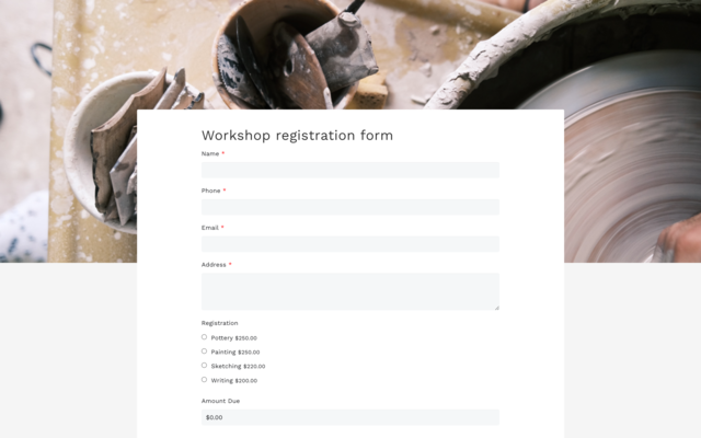 Workshop registration form