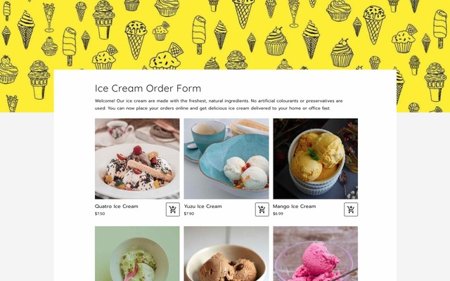 Ice cream order form